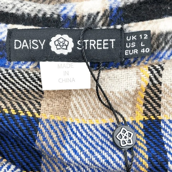 NWT Urban Outfitters Daisy Street Blue Yellow Plaid Button Down Shirt Size XS - Picture 4 of 6